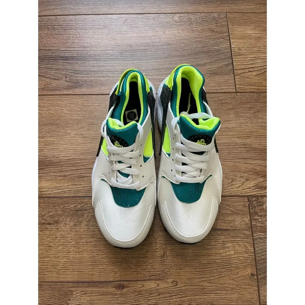 Nike Air Huarache Run White Volt Bright Spruce 654275-045 6Y